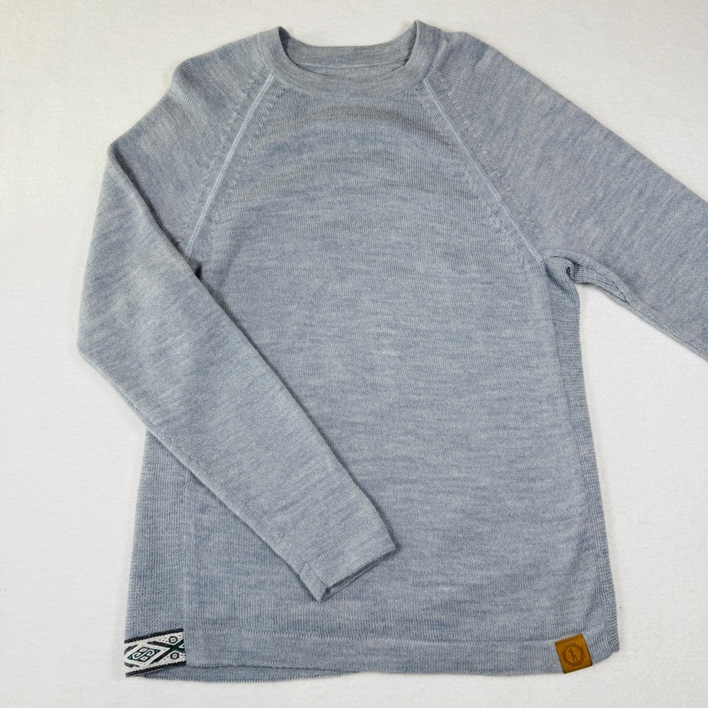 Paka The Original Crewneck Pullover Sweater Size S Grey Blue